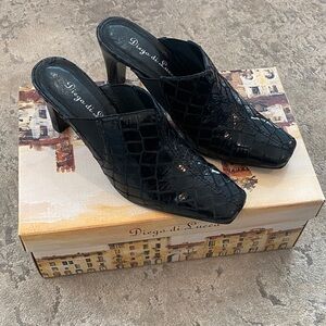 Diego Di Lucca Black Crocodile Mules